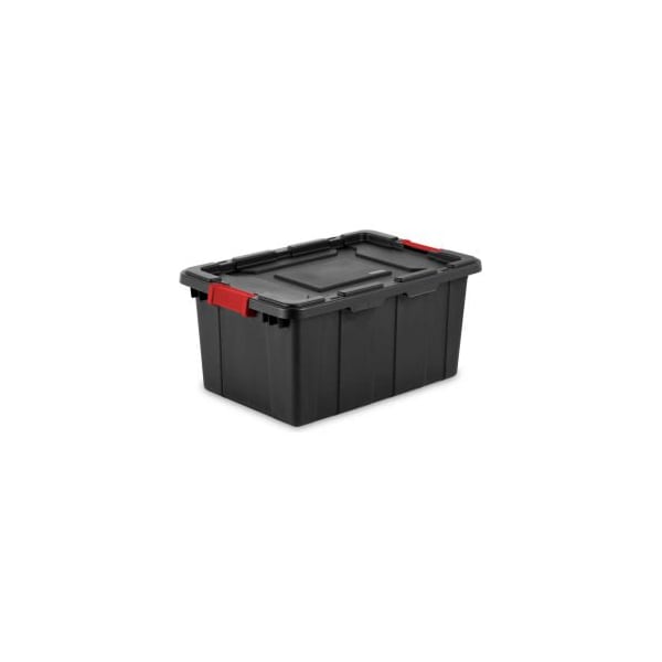 Sterilite Storage Tote, 15 gal, 25-3/4 in L x 17-1/4 in W x 11-7/8 in H, Black, Racer Red, 6 PK 14649006 - main